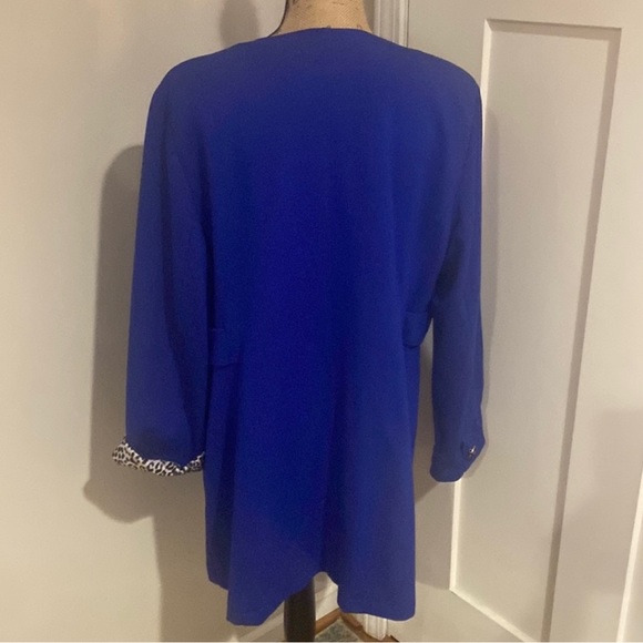 Chico’s 3 Long Royal Blue Jacket with Black and White Leopard Lining XL - 16 - Picture 5 of 9